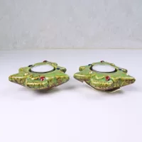 Two Christmas Tree Ceramic Tealight Candle Holders: Top Side - Click to enlarge