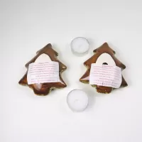 Two Christmas Tree Ceramic Tealight Candle Holders: Bottom - Click to enlarge