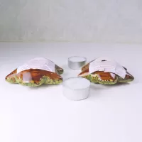 Two Christmas Tree Ceramic Tealight Candle Holders: Bottom Side - Click to enlarge