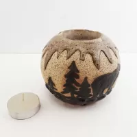 Bears in the Woods Round Ceramic Tealight Candle Holder: Parts - Click to enlarge
