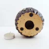 Bears in the Woods Round Ceramic Tealight Candle Holder: Bottom - Click to enlarge