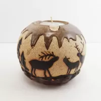 Deer in the Forest Round Ceramic Tealight Candle Holder: Buck - Click to enlarge