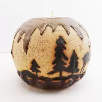 Deer in the Forest Round Ceramic Tealight Candle Holder: Trees - Click to enlarge