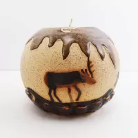 Deer in the Forest Round Ceramic Tealight Candle Holder: Lone Buck - Click to enlarge