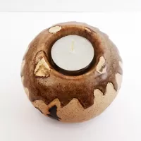 Deer in the Forest Round Ceramic Tealight Candle Holder: Top - Click to enlarge