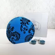 Blue Glass Darker Accents Roundtop Tealight Candle Holder: With Box