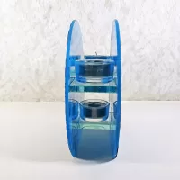 Blue Glass Darker Accents Roundtop Tealight Candle Holder: With Candles - Click to enlarge