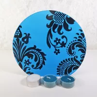 Blue Glass Darker Accents Roundtop Tealight Candle Holder: Back - Click to enlarge