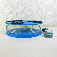 Blue Glass Darker Accents Roundtop Tealight Candle Holder: Top - Click to enlarge