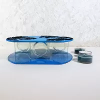 Blue Glass Darker Accents Roundtop Tealight Candle Holder: Bottom - Click to enlarge