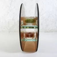 Brown Glass Lime Accents Roundtop Tealight Candle Holder: With Candles - Click to enlarge