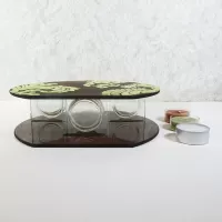 Brown Glass Lime Accents Roundtop Tealight Candle Holder: Bottom - Click to enlarge