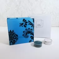 Blue Glass Darker Accents Square Tealight Candle Holder: With Box