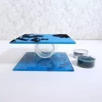 Blue Glass Darker Accents Square Tealight Candle Holder: Top - Click to enlarge