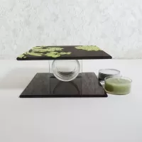 Brown Glass Lime Accents Square Tealight Candle Holder: Top - Click to enlarge