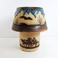 Cowboys Two Piece Ceramic Tealight Candle Lamp: Front - Click to enlarge