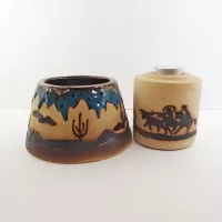 Cowboys Two Piece Ceramic Tealight Candle Lamp: With Candle - Click to enlarge