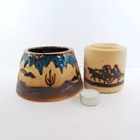 Cowboys Two Piece Ceramic Tealight Candle Lamp: Parts - Click to enlarge