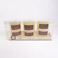 LED Real Wax Flameless Flickering Pillar Candles 3 Pack: Front  - Click to enlarge