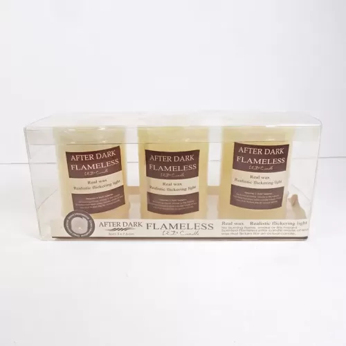 LED Real Wax Flameless Flickering Pillar Candles 3 Pack: Front 
