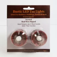 LED Flickering Tea Light Candles Rustic Brown 2 Pack: Package Front