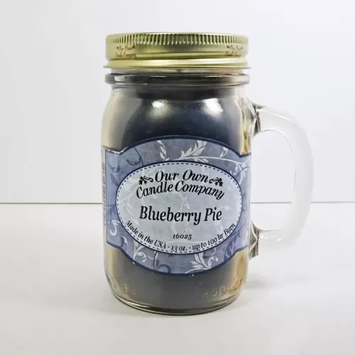 Blueberry Pie Scented Candle in Large Glass Mug: Front