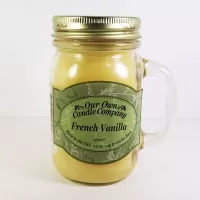 French Vanilla Scented Candle in Large Glass Mug: Front - Click to enlarge