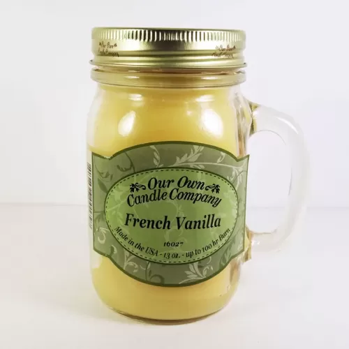 French Vanilla Scented Candle in Large Glass Mug: Front