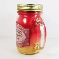 Strawberries and cream scented candle in large glass mug with handle: Left - Click to enlarge