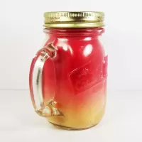Strawberries and cream scented candle in large glass mug with handle: Right - Click to enlarge