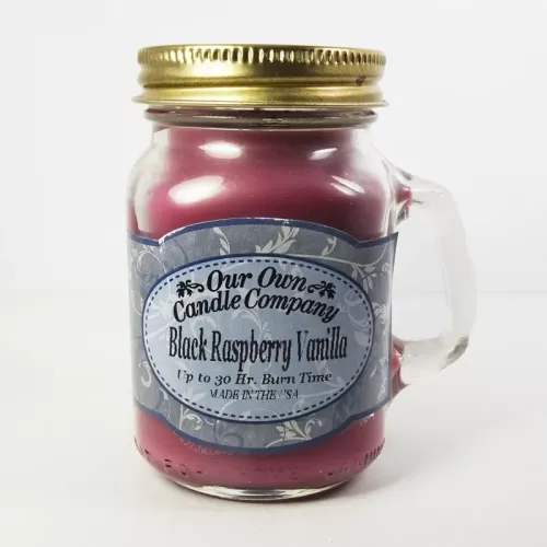 Black Raspberry Vanilla Candle in Small Glass Mug: Front