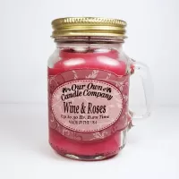 Wine and Roses Scented Candle in Small Glass Mug: Front - Click to enlarge