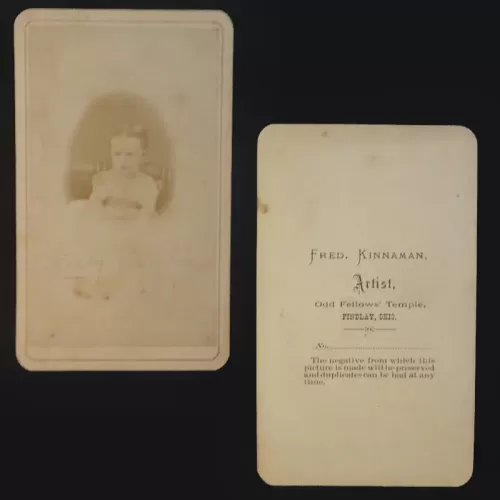 Antique CDV Carte De Visite Little Girl in Chair. Signed: Front and Back