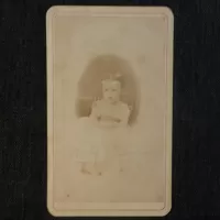 Antique CDV Carte De Visite Little Girl in Chair. Signed: Front - Click to enlarge