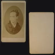 Antique CDV Carte De Visite Woman with Braided Top Bun: Front and Back