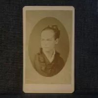 Antique CDV Carte De Visite Woman with Braided Top Bun: Front - Click to enlarge