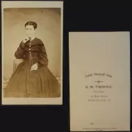 Antique CDV Carte De Visite Woman with Finger to Cheek: Front and Back