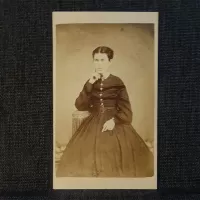 Antique CDV Carte De Visite Woman with Finger to Cheek: Front - Click to enlarge