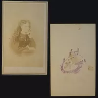 Antique CDV Carte De Visite Woman with Long Curly Hair: Front and Back - Click to enlarge