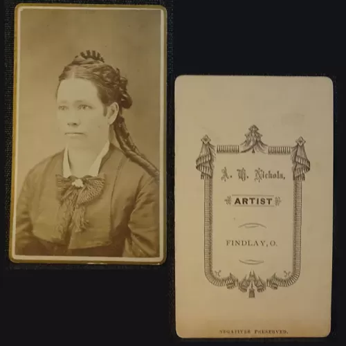 Antique CDV Carte De Visite Woman Tight Ringlet Curls: Front and Back