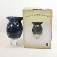 Blue Marbled Ceramic Plug In Scented Tart Warmer: With Box - Click to enlarge