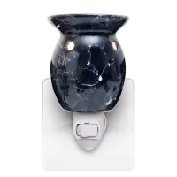 Blue Marbled Ceramic Plug In Scented Tart Warmer: Front - Click to enlarge