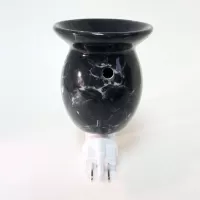 Blue Marbled Ceramic Plug In Scented Tart Warmer: Back - Click to enlarge