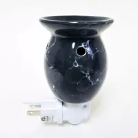 Blue Marbled Ceramic Plug In Scented Tart Warmer: Side - Click to enlarge