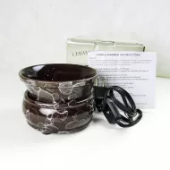 Brown marbled 2 in 1 ceramic electric scented candle and scented tart warmer combo: With Box