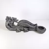 Three Headed Dragon Figurine Incense Burner Holder: Right - Click to enlarge