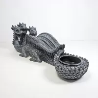 Three Headed Dragon Figurine Incense Burner Holder: Head Side - Click to enlarge
