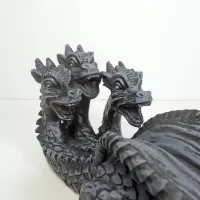 Three Headed Dragon Figurine Incense Burner Holder: Heads Right - Click to enlarge