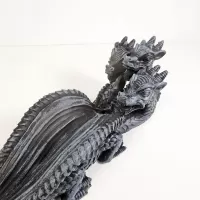 Three Headed Dragon Figurine Incense Burner Holder: Heads Left - Click to enlarge