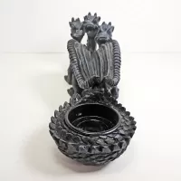 Three Headed Dragon Figurine Incense Burner Holder: Cup - Click to enlarge